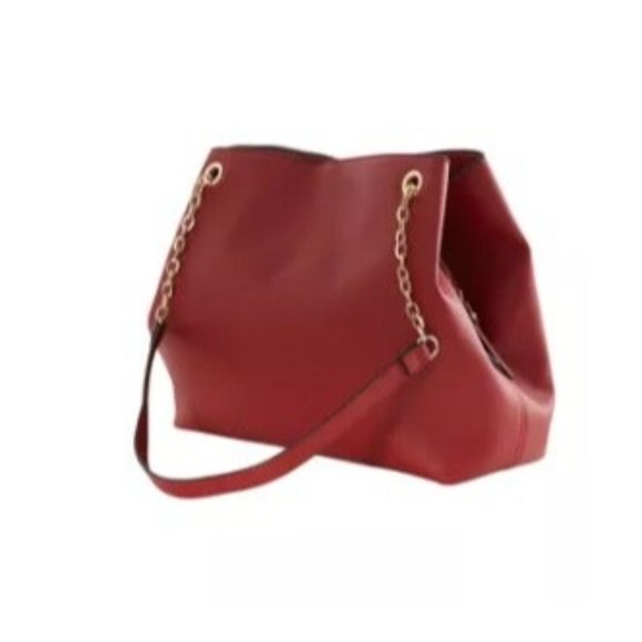 CLOSET CLEAR-OUT! Mathew + Julian Red Triple Entry Bag with Chain Strap - Picture 2 of 12